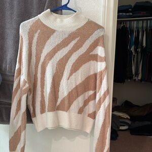 William Rast Zebra Pattern Sweater - Cream and Brown